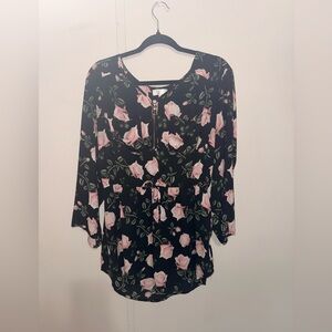 Floral Black and Pink Women's Top
